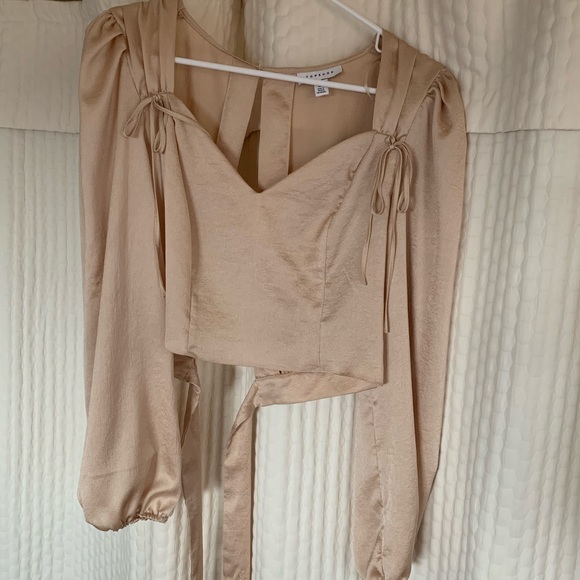 Topshop Tie Shoulder Sweetheart Blouse - Picture 5 of 5